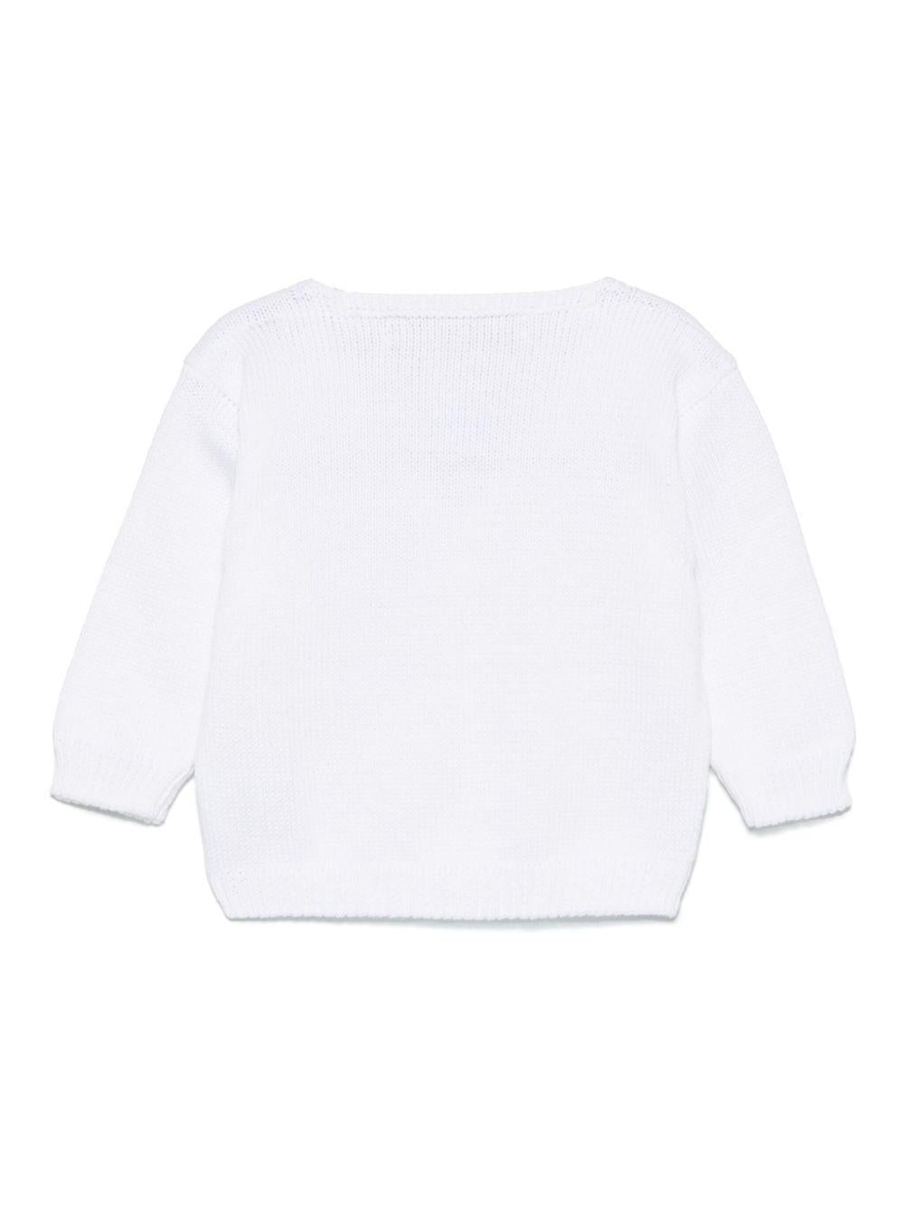 Cardigan per neonata La Stupenderia bianco in cotone con tasca applicata sul petto - Rubino Kids