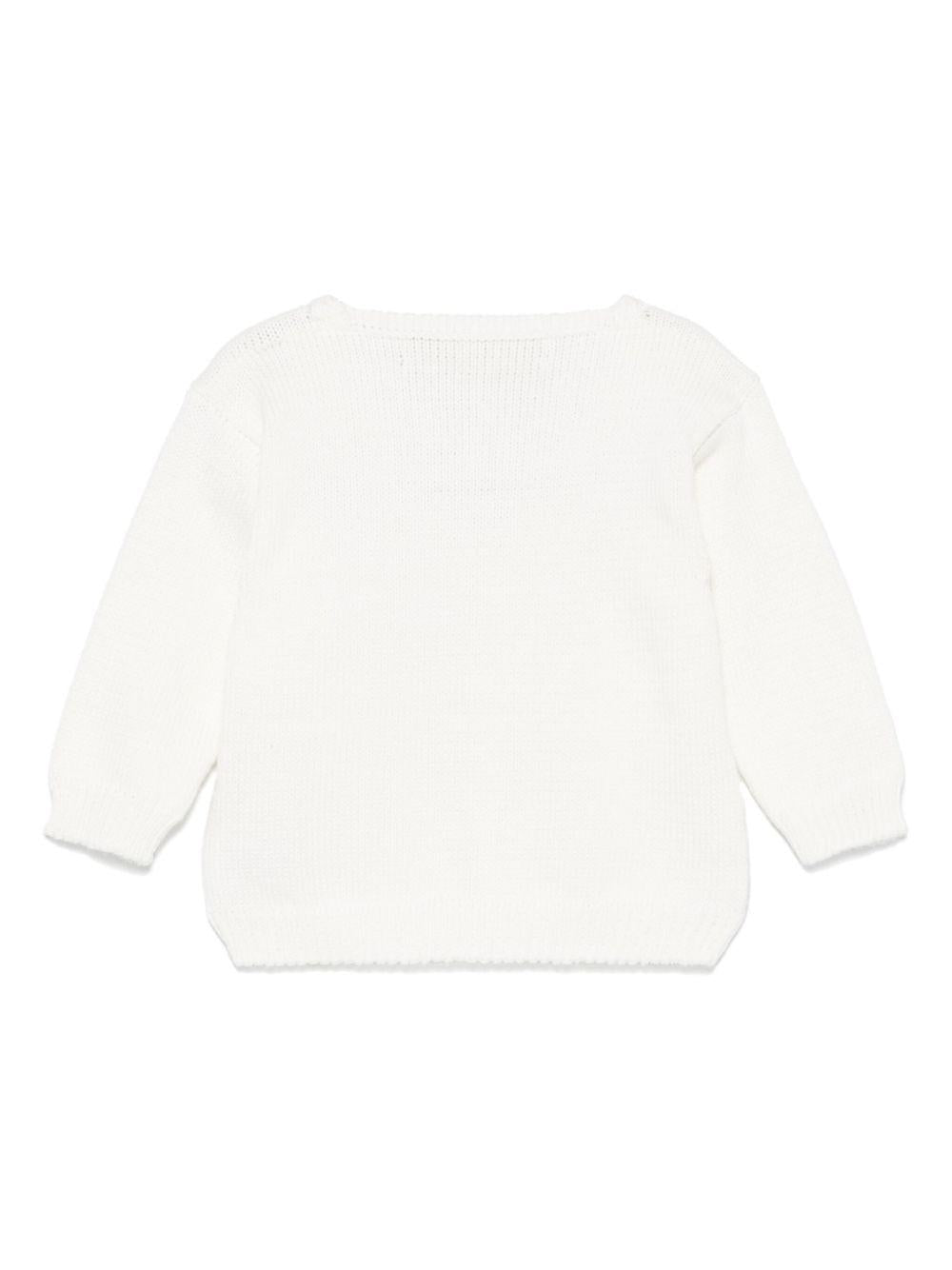 Cardigan per neonata La Stupenderia bianco in cotone con tasca applicata sul petto - Rubino Kids