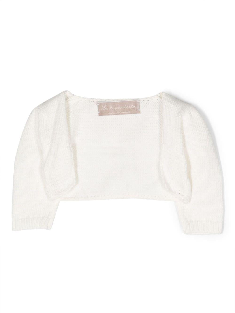 Cardigan per neonata La Stupenderia bianco modello crop - Rubino Kids
