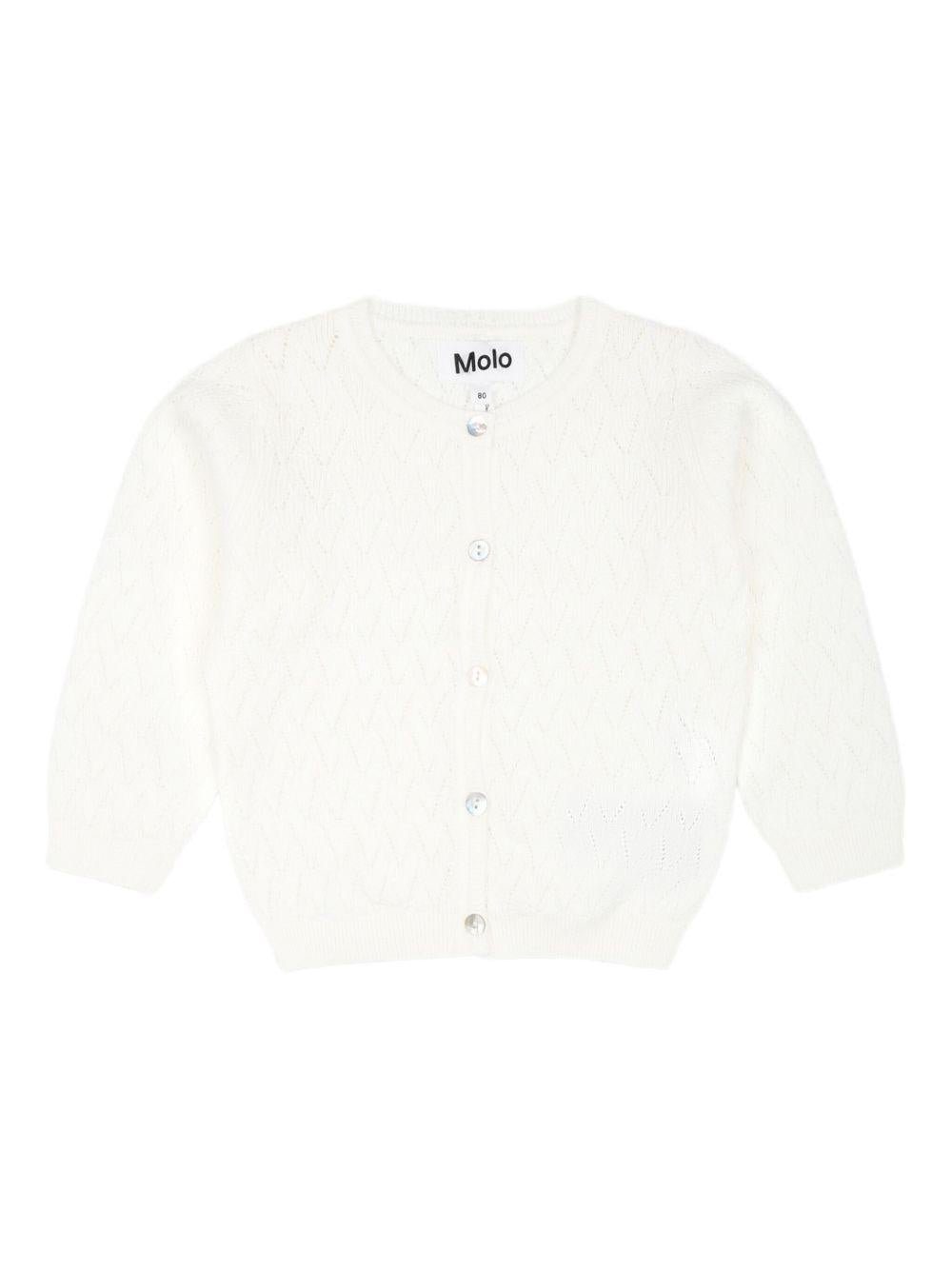 Cardigan per neonata Molo bianco in maglia con scollo rotondo - Rubino Kids