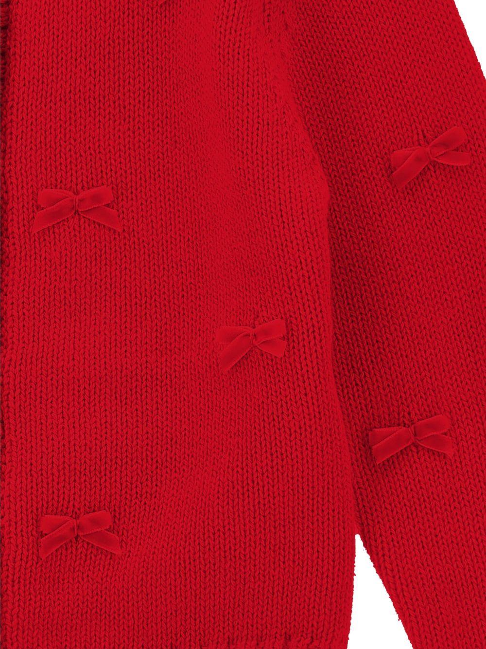 Cardigan per neonata Monnalisa rosso con fiocco - Rubino Kids