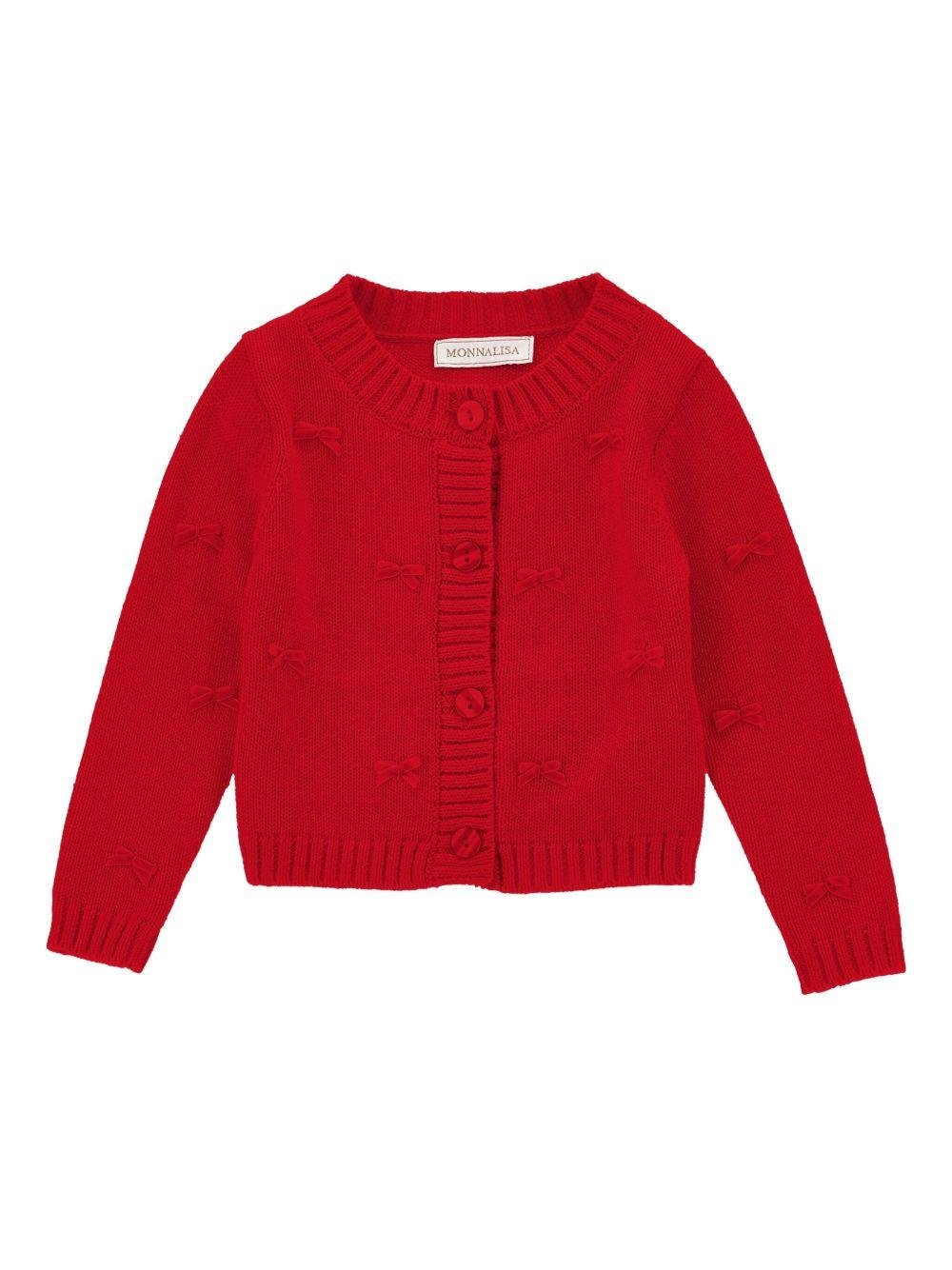 Cardigan per neonata Monnalisa rosso con fiocco - Rubino Kids