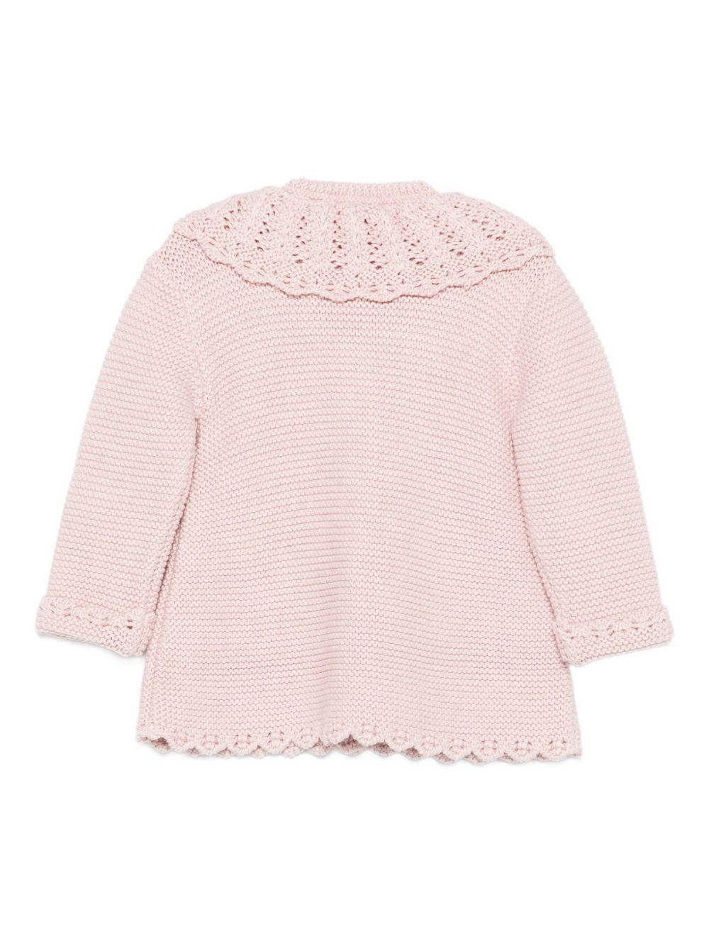 Cardigan per neonata Paz Rodríguez rosa con collo smerlato - Rubino Kids