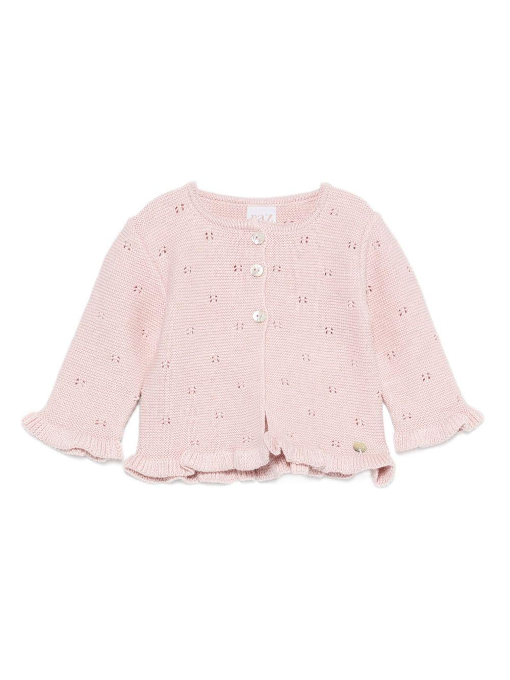 Cardigan per neonata Paz Rodríguez rosa con modello con occhielli - Rubino Kids