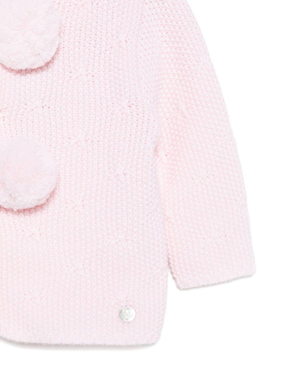 Cardigan per neonata Paz Rodríguez rosa con pompon - Rubino Kids
