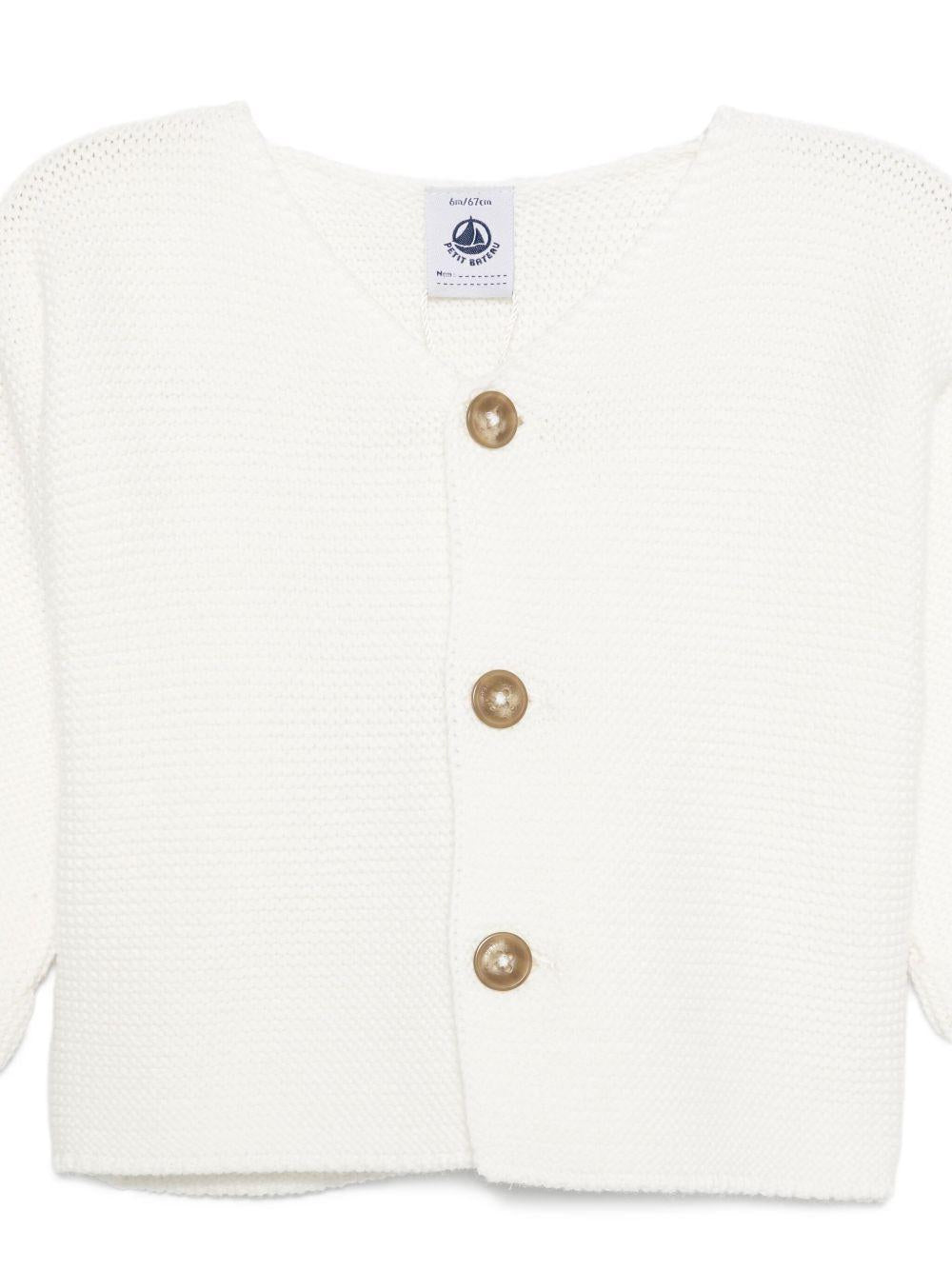 Cardigan per neonata Petit Bateau bianco con bottoni sul davanti - Rubino Kids