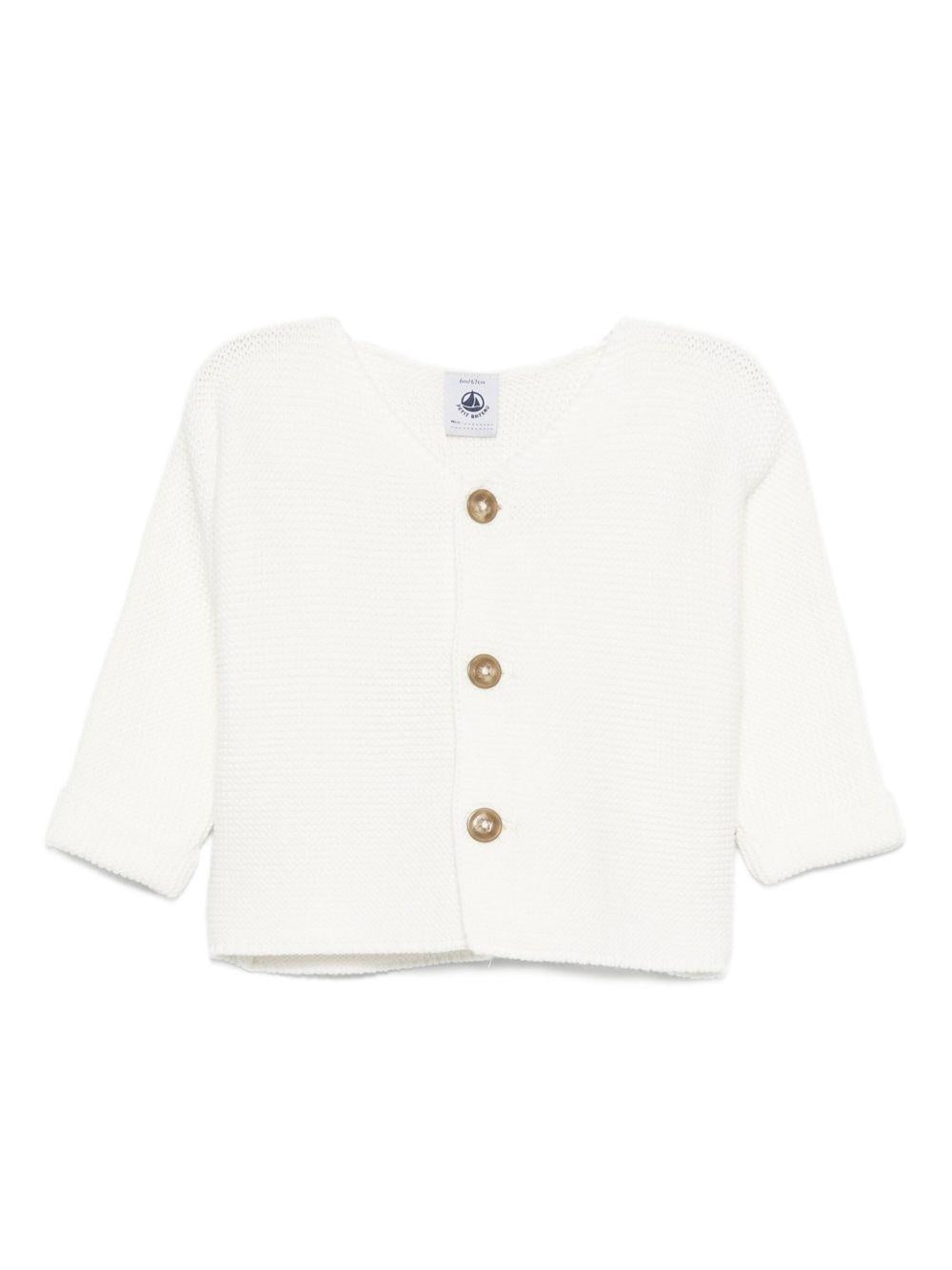 Cardigan per neonata Petit Bateau bianco con bottoni sul davanti - Rubino Kids