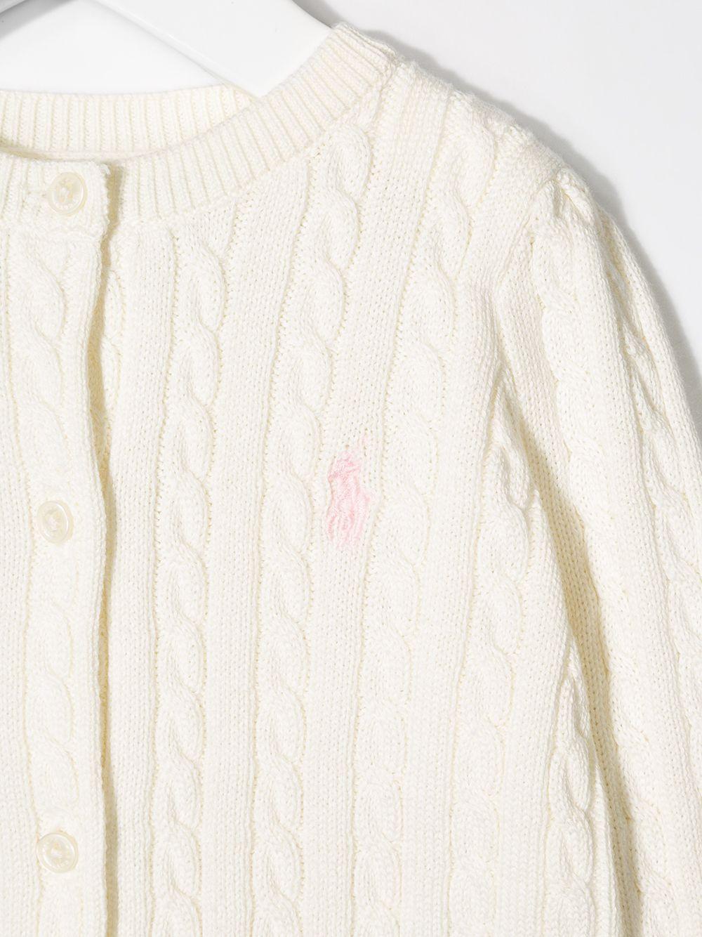 Cardigan per neonata Polo Ralph Lauren Kids bianco con logo ricamato - Rubino Kids