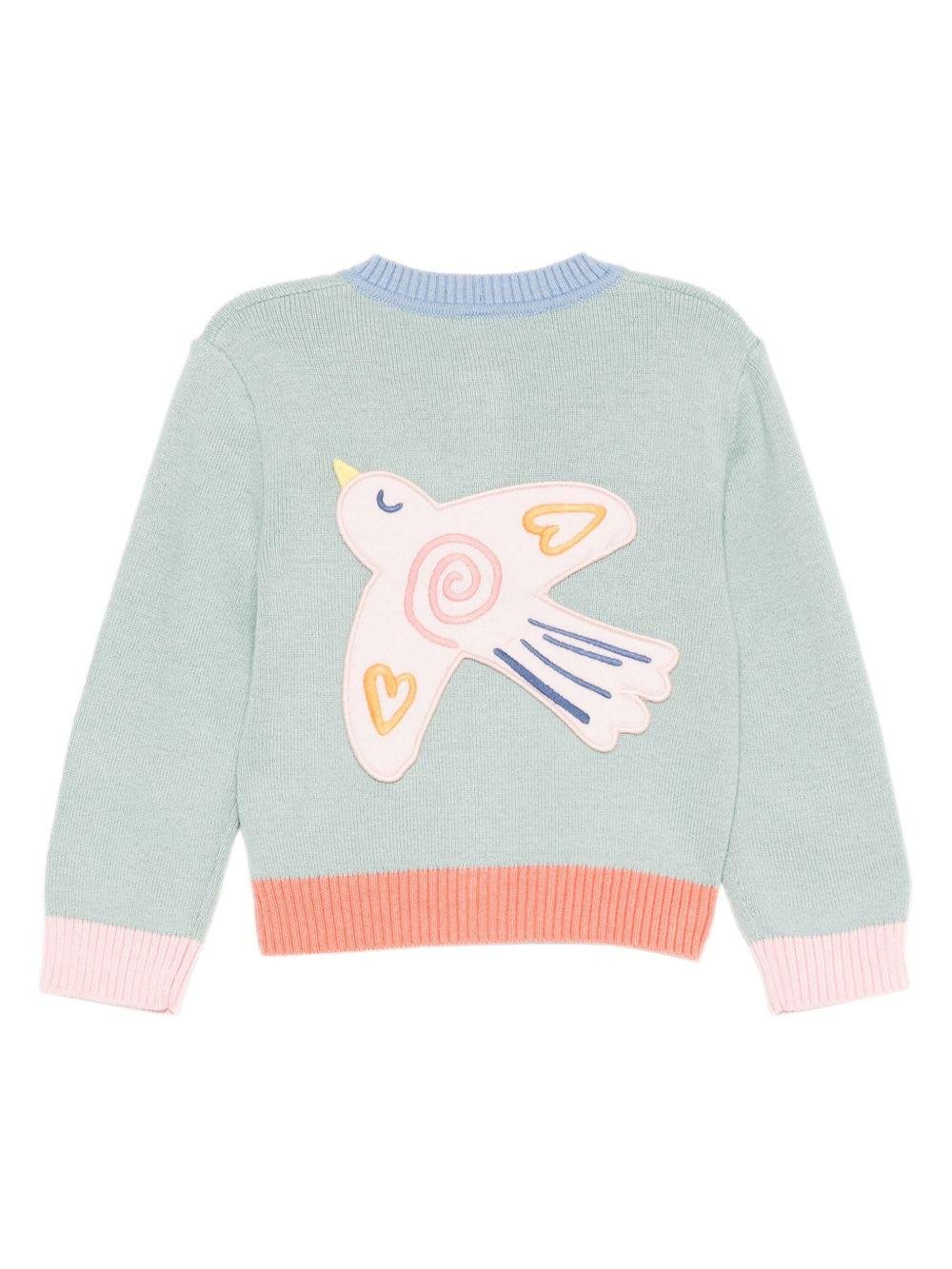 Cardigan per neonata Stella McCartney Kids verde con applicazione - Rubino Kids