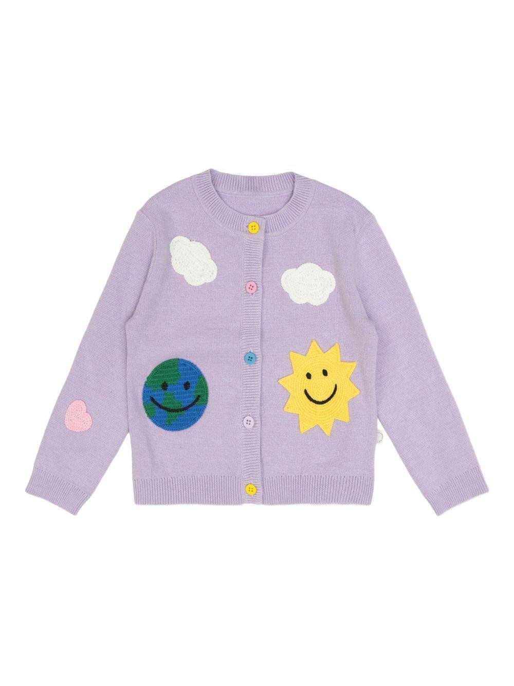 Cardigan per neonata Stella McCartney Kids viola con applicazione - Rubino Kids