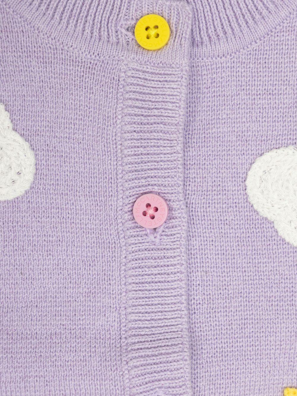 Cardigan per neonata Stella McCartney Kids viola con applicazione - Rubino Kids