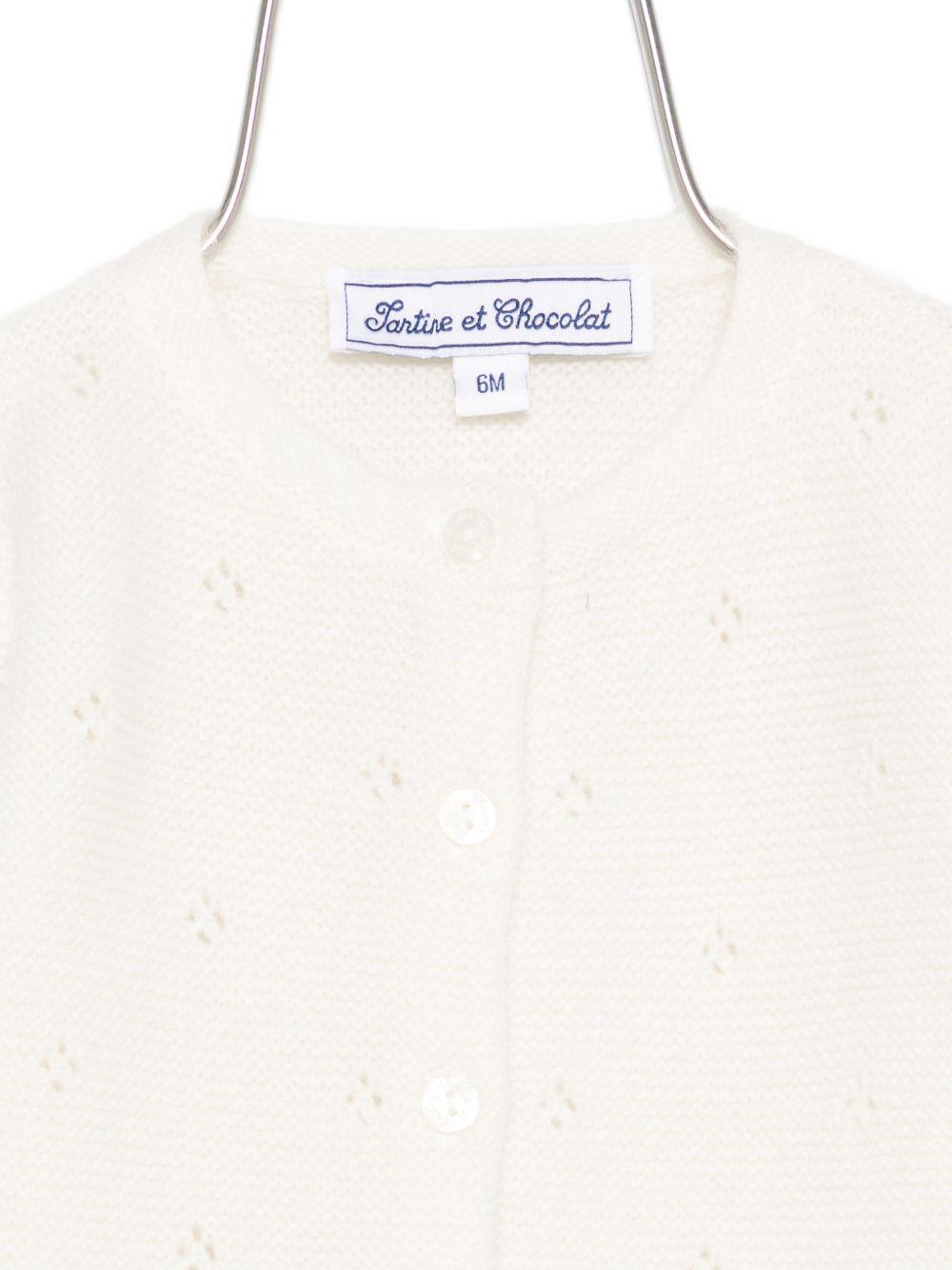 Cardigan per neonata Tartine Et Chocolat bianco con motivo a occhielli - Rubino Kids