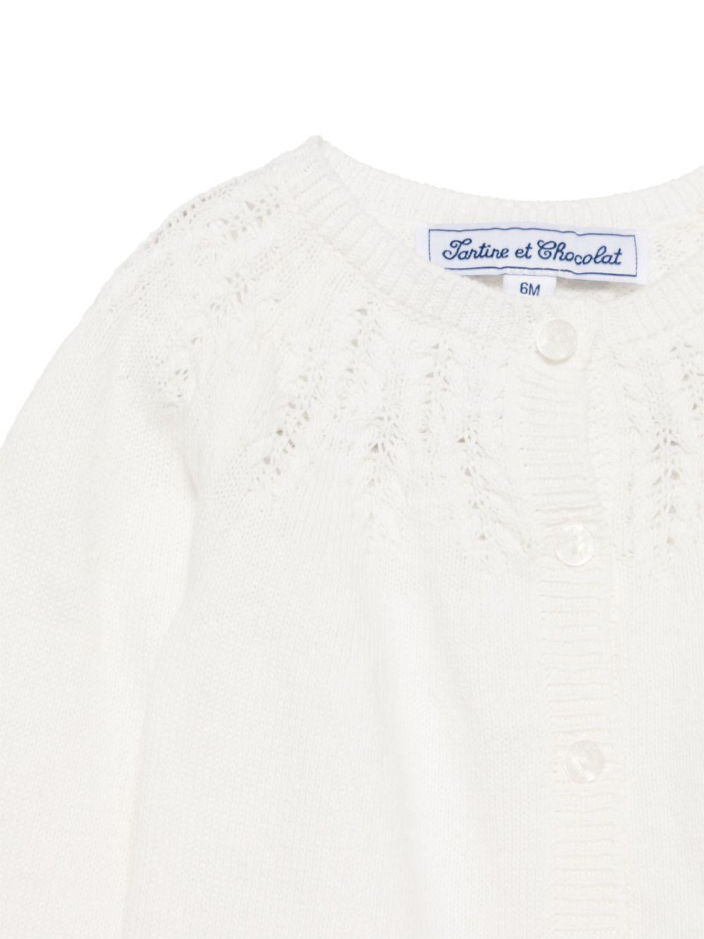 Cardigan per neonata Tartine Et Chocolat bianco open work - Rubino Kids