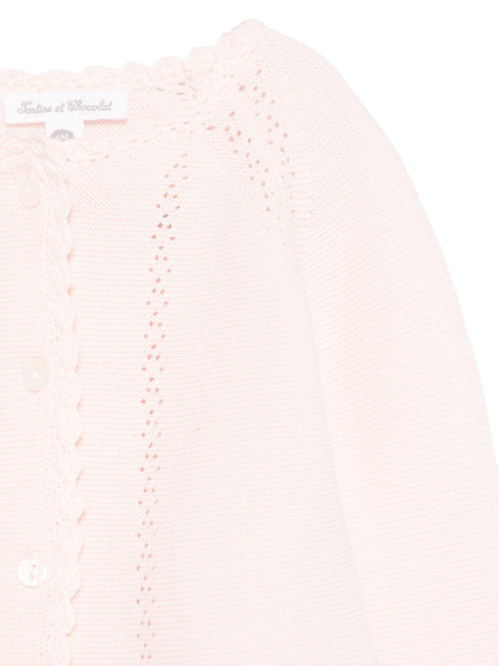 Cardigan per neonata Tartine Et Chocolat rosa open work - Rubino Kids