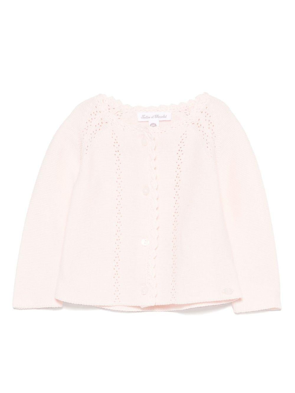 Cardigan per neonata Tartine Et Chocolat rosa open work - Rubino Kids