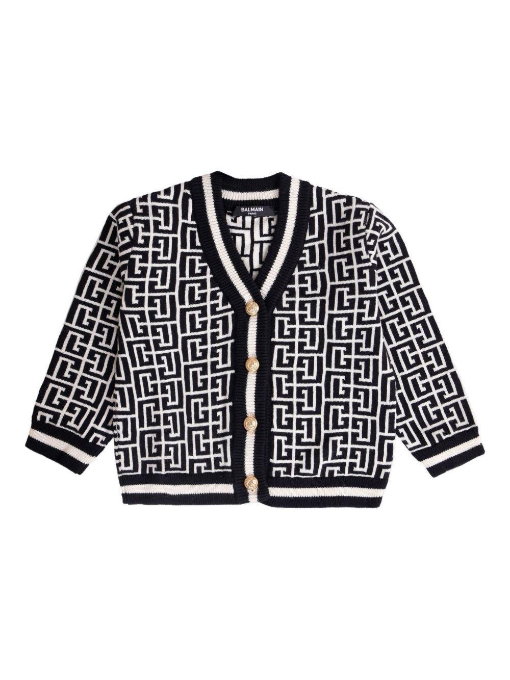 Cardigan per neonato Balmain Kids multicolore con motivo geometrico - Rubino Kids