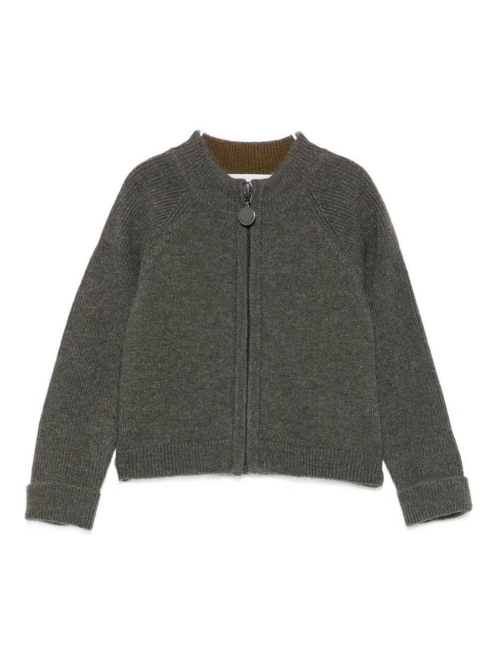 Cardigan per neonato Bonpoint grigio a coste con cerniera - Rubino Kids