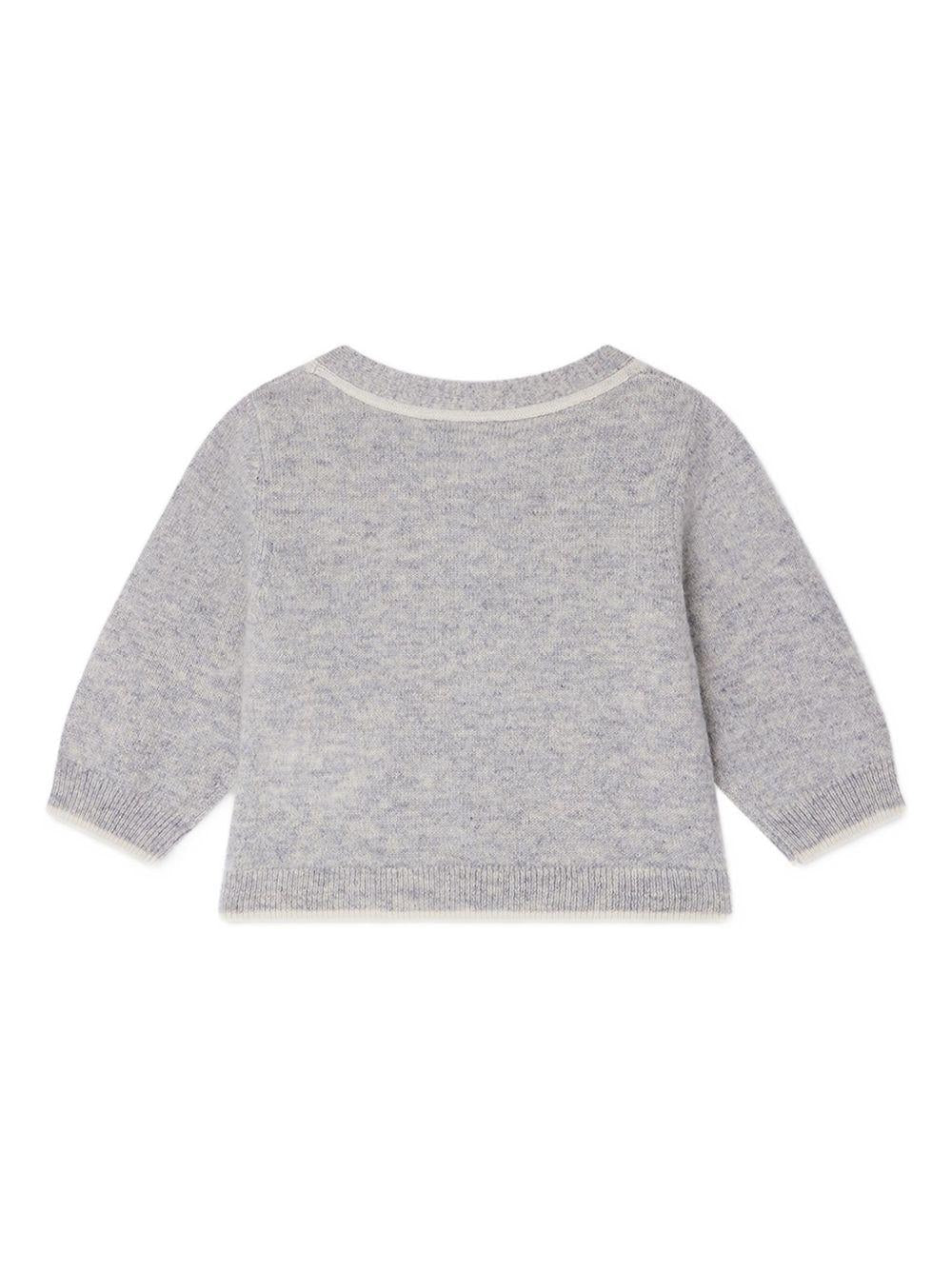 Cardigan per neonato Bonpoint grigio con applicazione - Rubino Kids