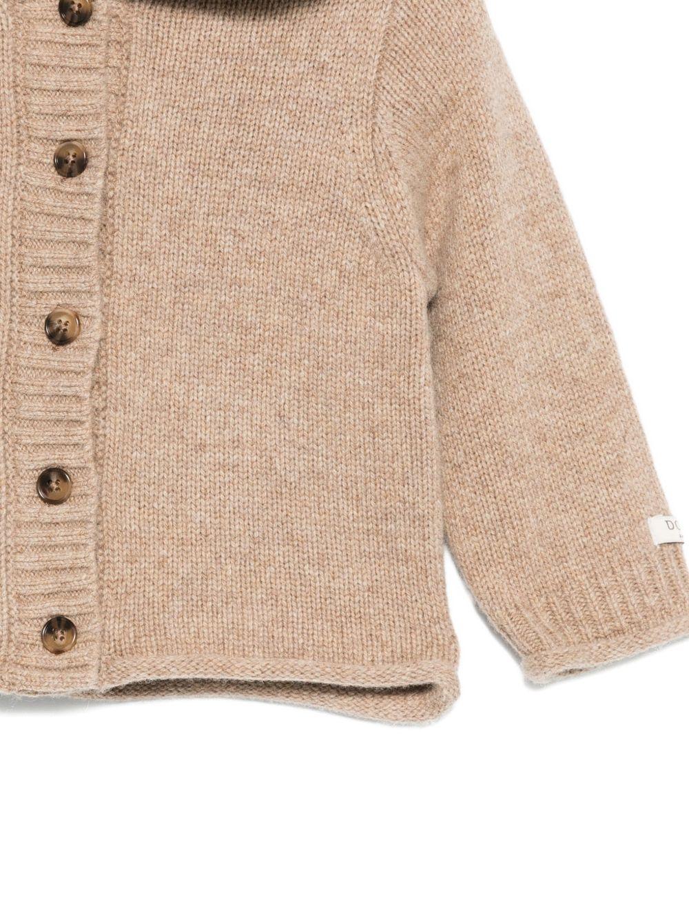 Cardigan per neonato Donsje beige con scollo a V - Rubino Kids