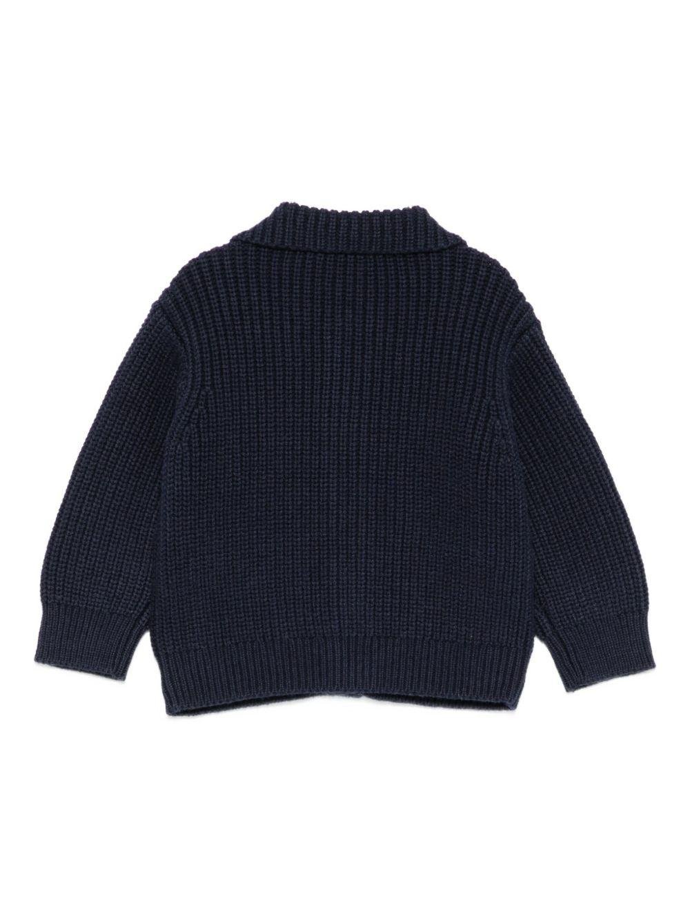 Cardigan per neonato Emporio Armani Kids blu con tasche applicate - Rubino Kids