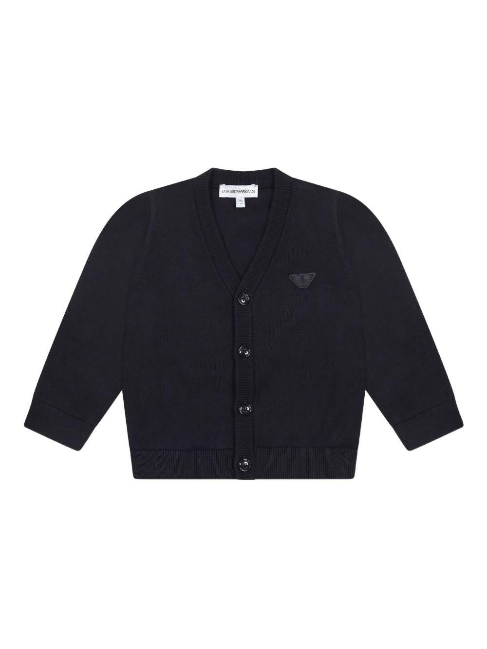 Cardigan per neonato Emporio Armani Kids blu navy con applicazione - Rubino Kids