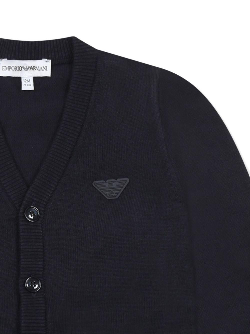 Cardigan per neonato Emporio Armani Kids blu navy con applicazione - Rubino Kids