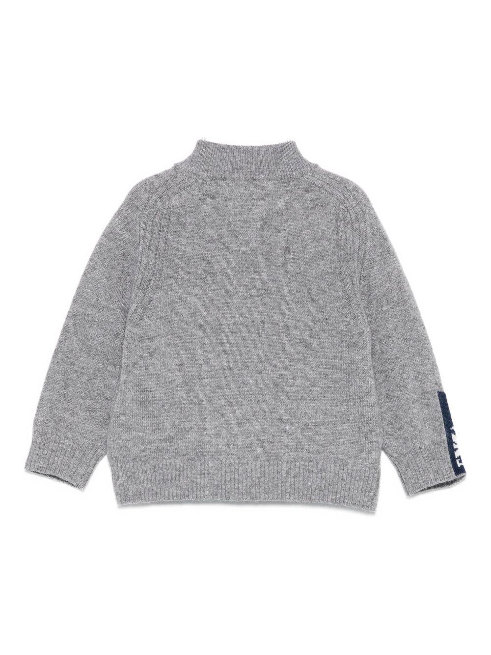 Cardigan per neonato Emporio Armani Kids grigio con logo - Rubino Kids