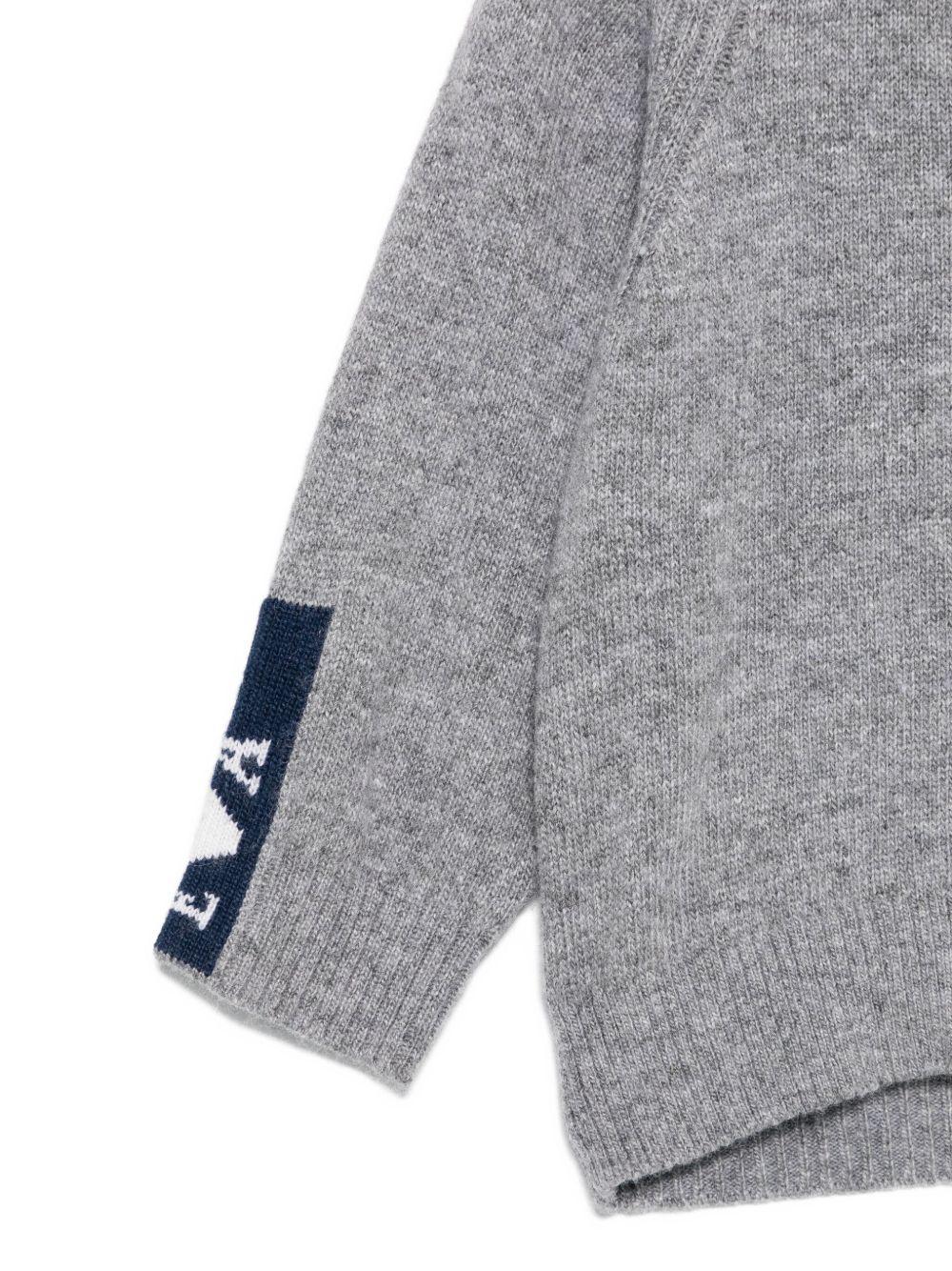 Cardigan per neonato Emporio Armani Kids grigio con logo - Rubino Kids