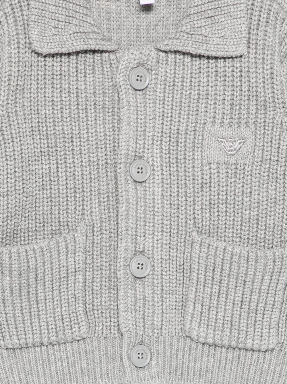 Cardigan per neonato Emporio Armani Kids grigio con tasca applicata - Rubino Kids
