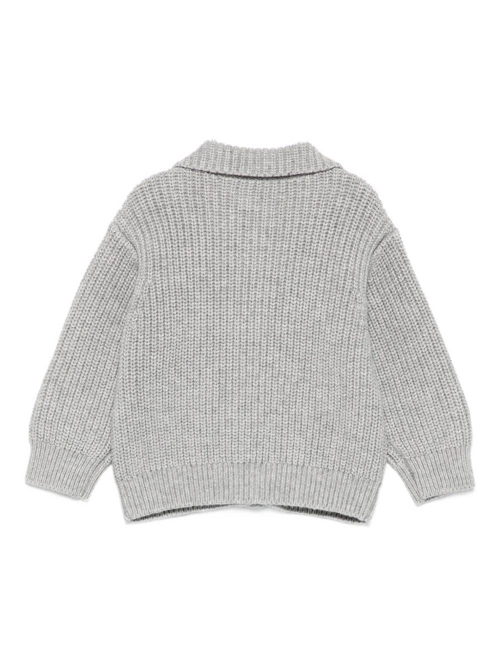 Cardigan per neonato Emporio Armani Kids grigio con tasca applicata - Rubino Kids