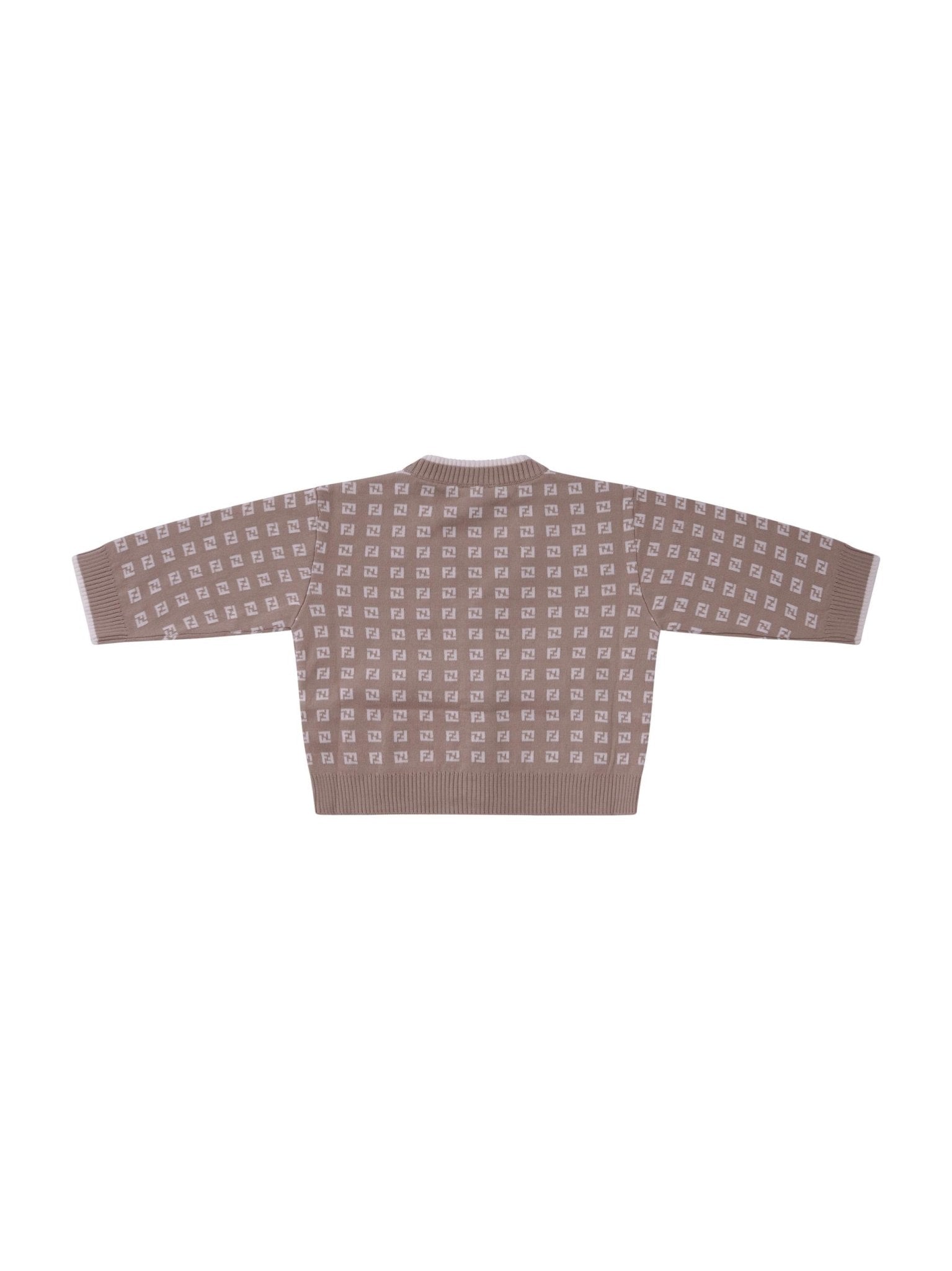 Cardigan per neonato Fendi Kids beige con logo FF all - over - Rubino Kids