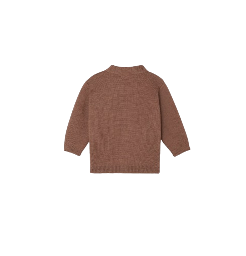 Cardigan per neonato Fendi Kids marrone con logo ricamato sul davanti - Rubino Kids