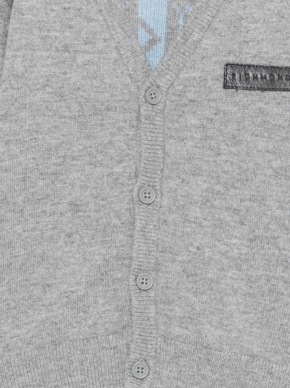 Cardigan per neonato John Richmond Junior grigio con placca logo - Rubino Kids