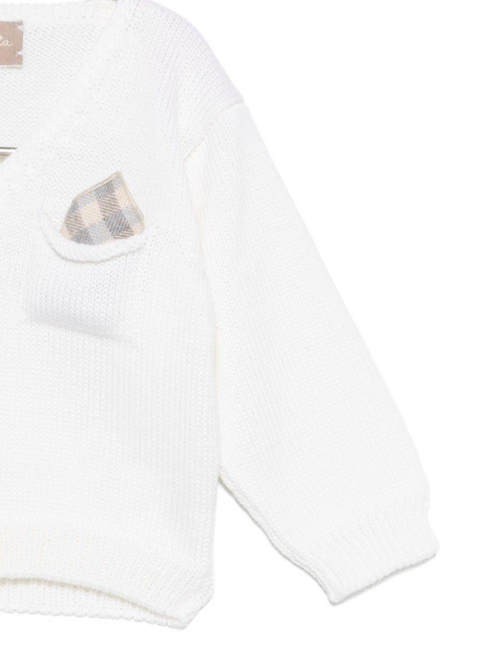 Cardigan per neonato La Stupenderia beige con scollo a V - Rubino Kids