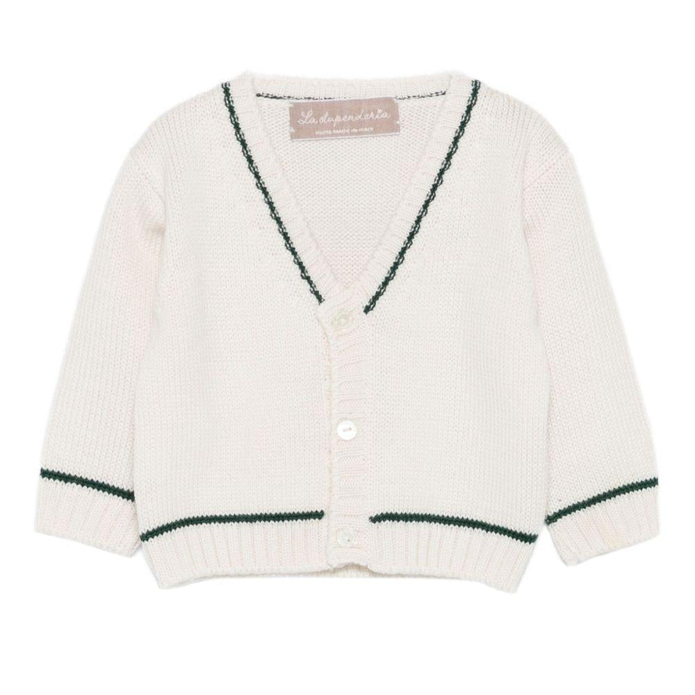 Cardigan per neonato La Stupenderia bianco con scollo a V - Rubino Kids