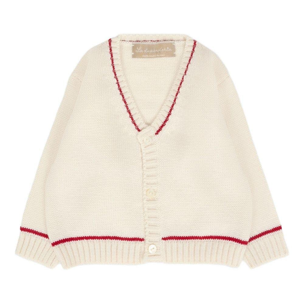 Cardigan per neonato La Stupenderia bianco con scollo a V - Rubino Kids