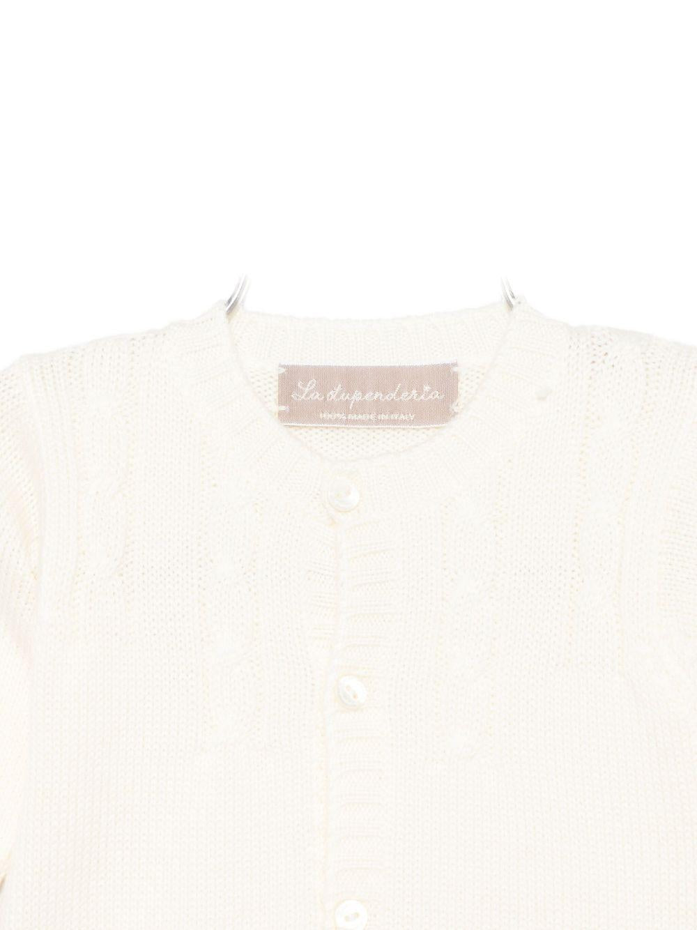 Cardigan per neonato La Stupenderia bianco con trama a coste - Rubino Kids
