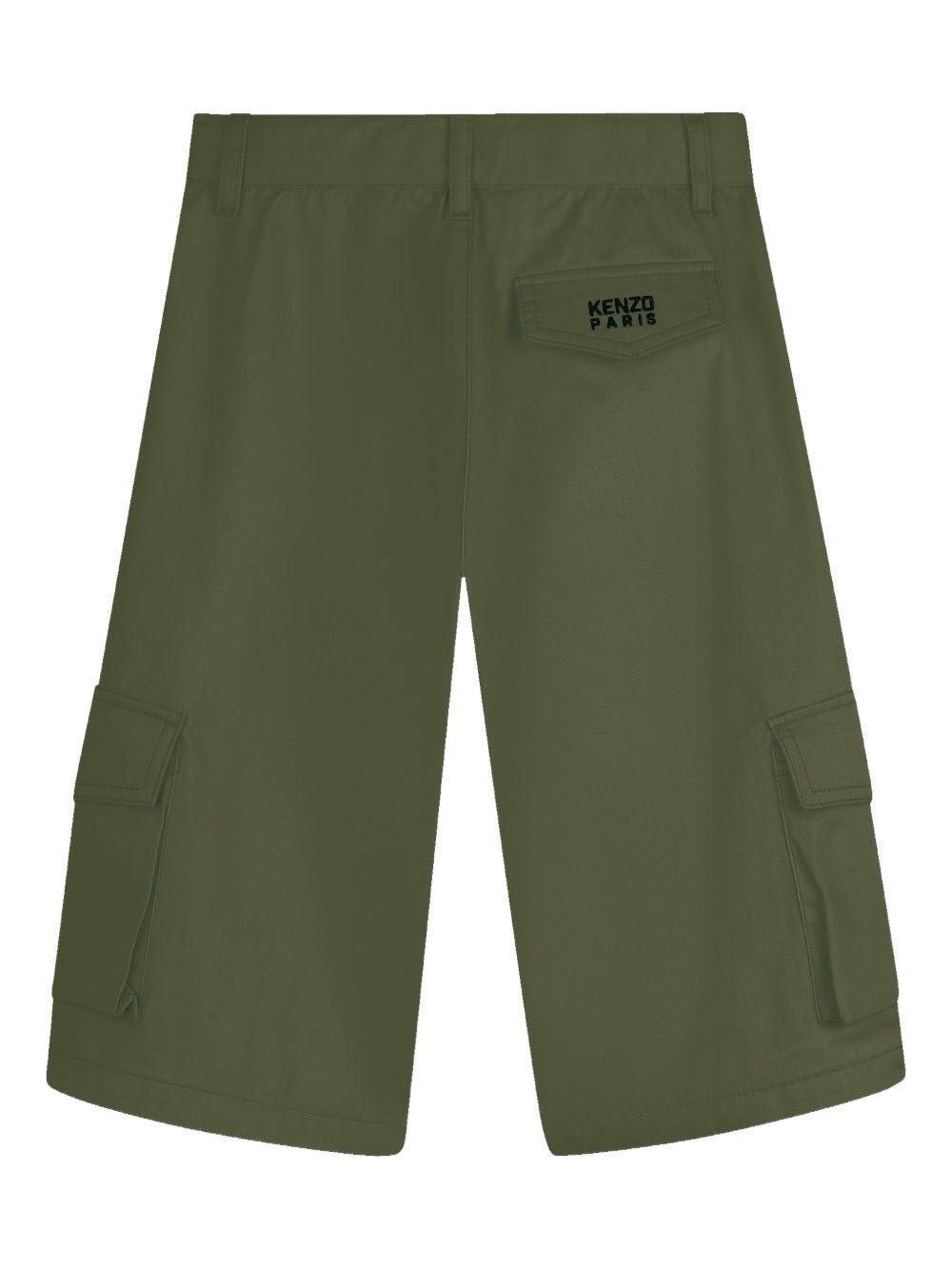 Cargo corti per bambino Kenzo Kids verde con applicazione - Rubino Kids
