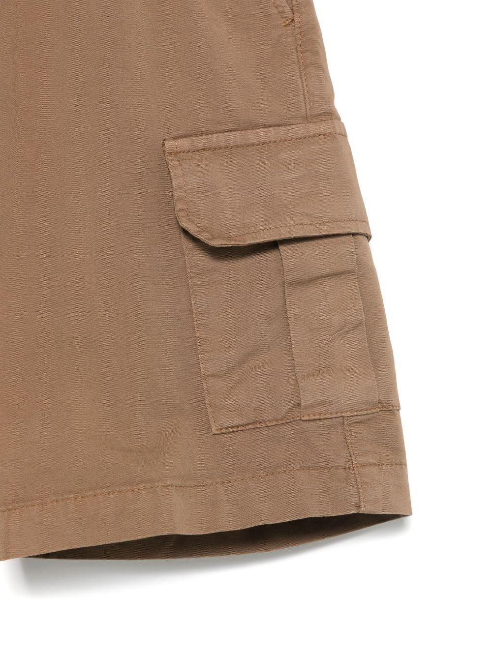 Cargo corti per bambino Paolo Pecora Kids marrone con due tasche laterali oblique - Rubino Kids