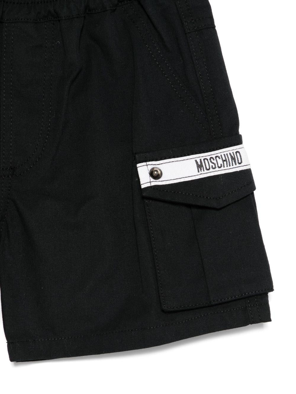 Cargo corti per neonato Moschino Kids nero con applicazione - Rubino Kids