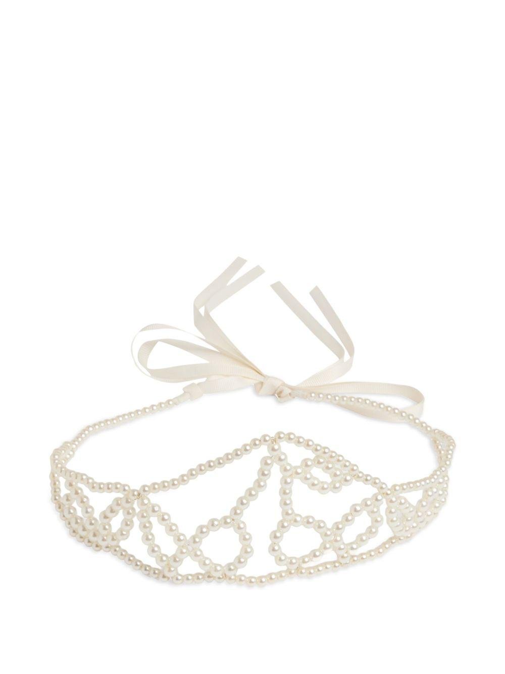 Cerchietto per bambina Bonpoint Jumelle bianco con perle - Rubino Kids