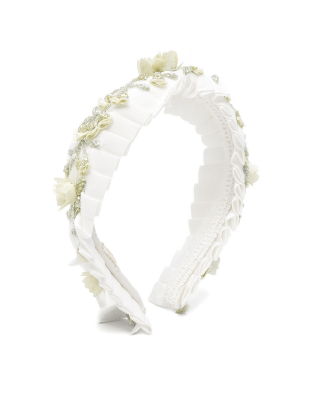 Cerchietto per bambina Maison Ava bianco con decorazioni floreali - Rubino Kids