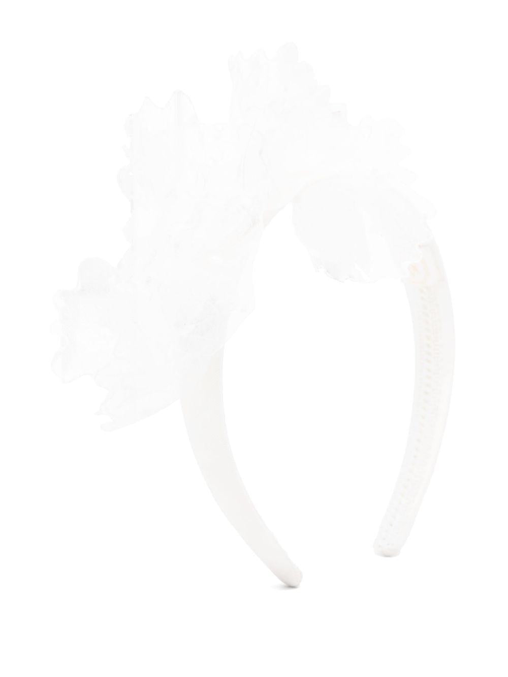 Cerchietto per bambina MAISON AVA bianco in tulle con decorazione in cristalli - Rubino Kids