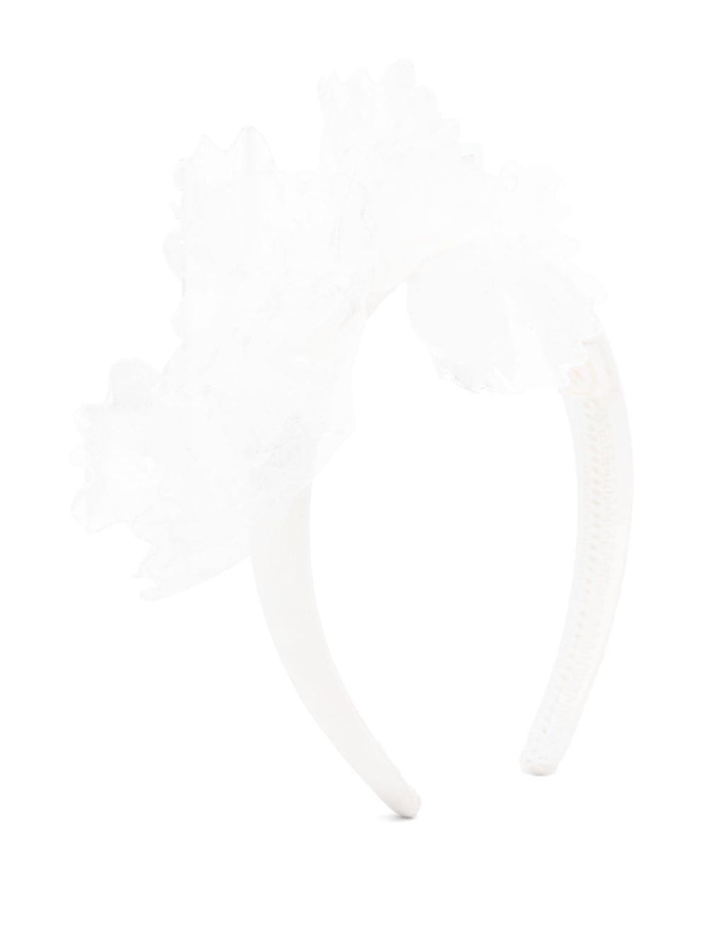 Cerchietto per bambina MAISON AVA bianco in tulle con decorazione in cristalli - Rubino Kids