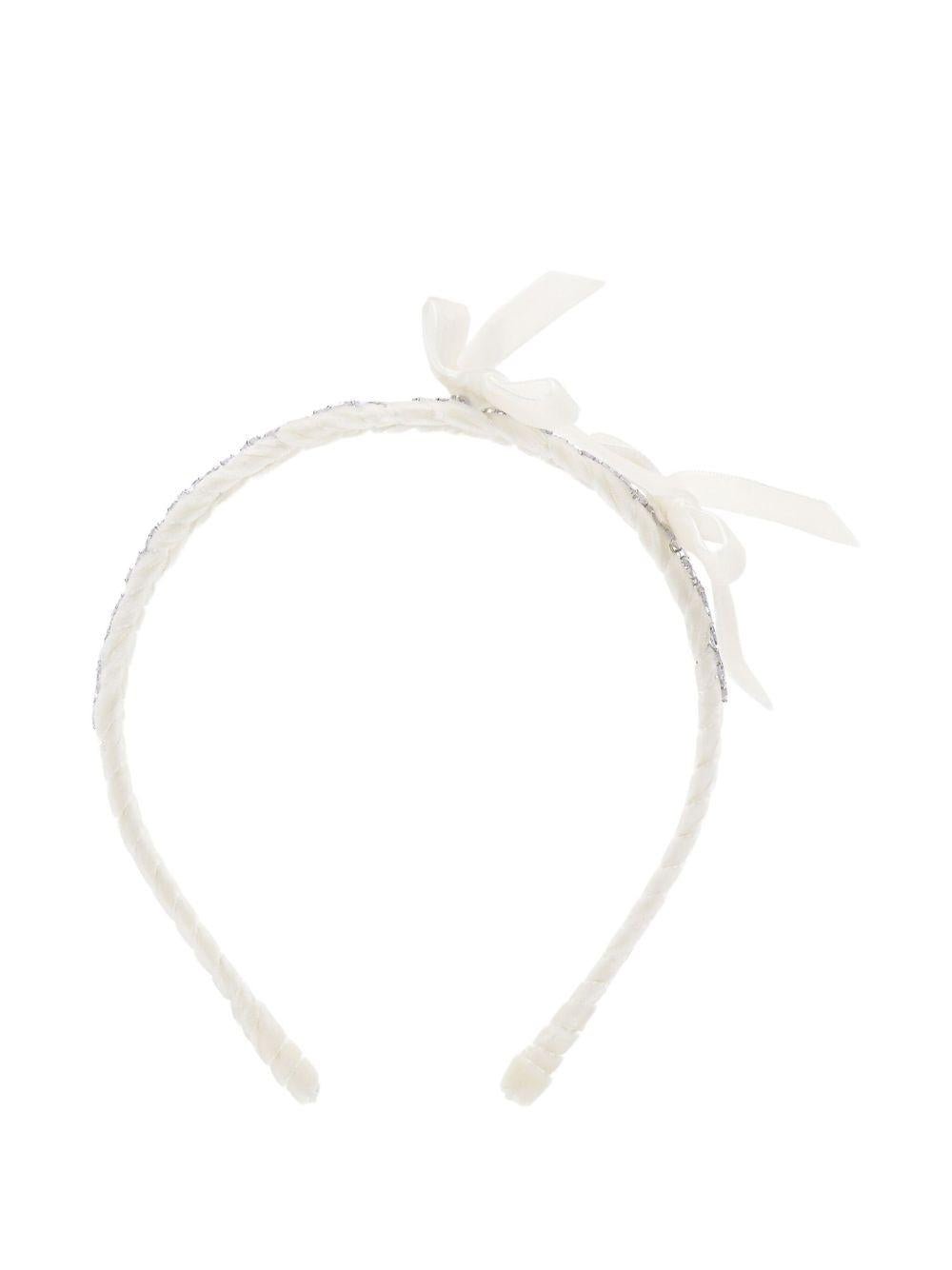 Cerchietto per bambina Monnalisa bianco con cristalli - Rubino Kids