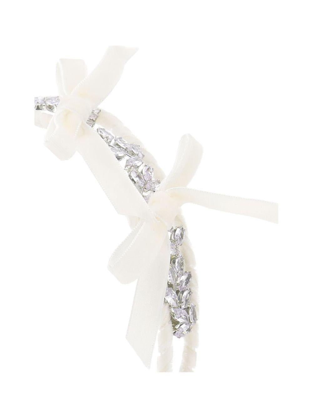 Cerchietto per bambina Monnalisa bianco con cristalli - Rubino Kids