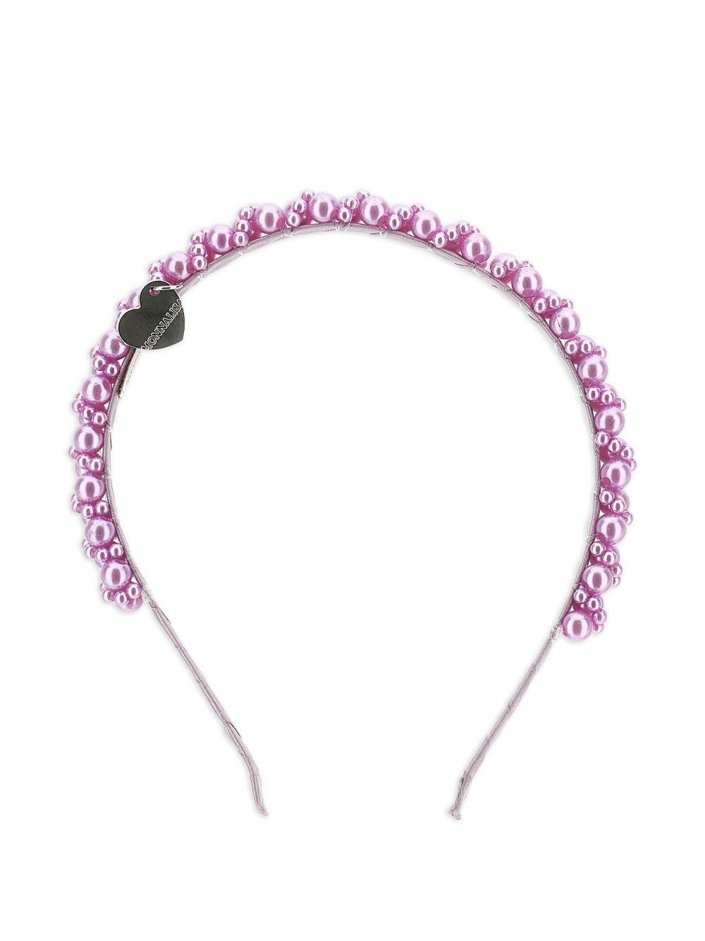 Cerchietto per bambina Monnalisa lilla con decorazione di perle - Rubino Kids