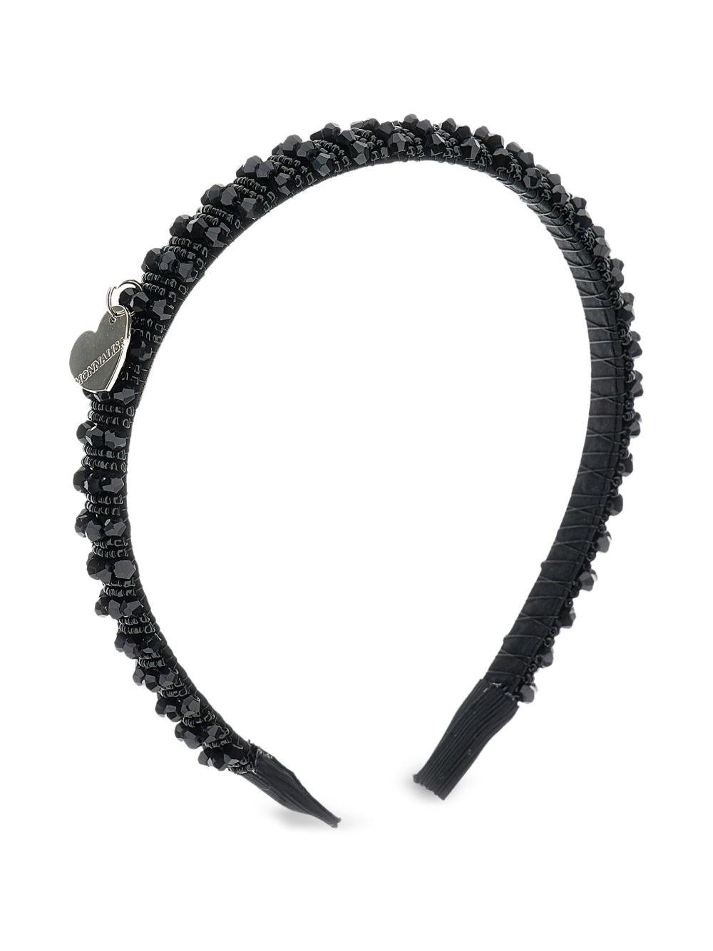 Cerchietto per bambina Monnalisa nero con decorazione a perline - Rubino Kids