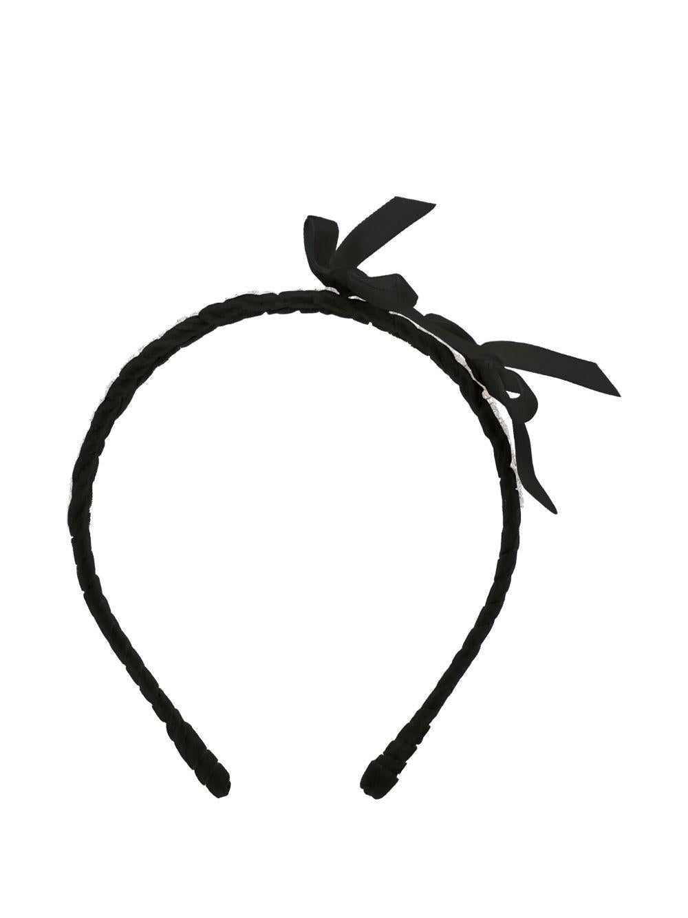 Cerchietto per bambina Monnalisa nero in velluto con dettaglio fiocco - Rubino Kids