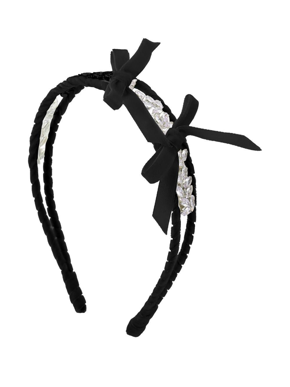 Cerchietto per bambina Monnalisa nero in velluto con dettaglio fiocco - Rubino Kids